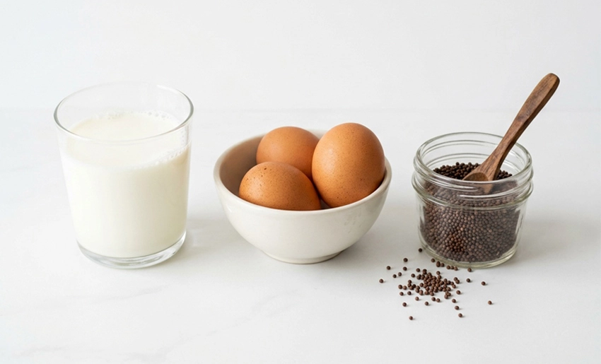 The three sources of transfer factor in Max: bovine colostrum (milk), hen egg yolk, and Brassica napus seeds
